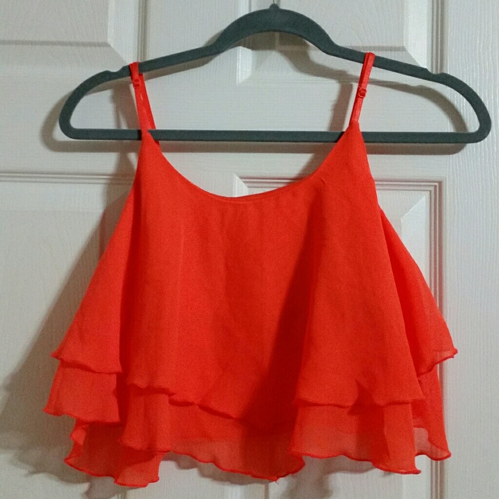 BODY CENTRAL neon orange crop top